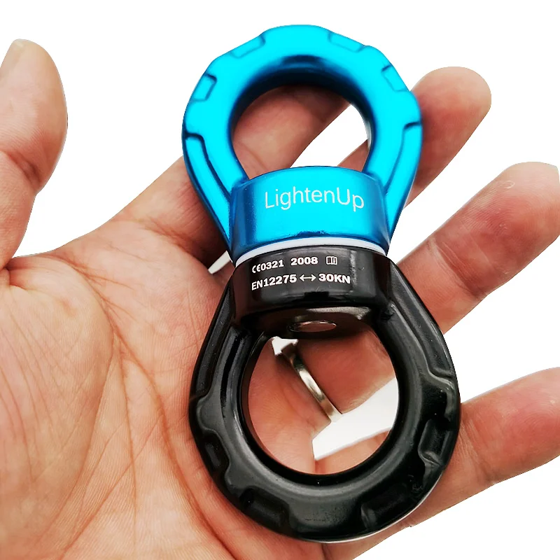 30KN Outdoor Rock Climbing Carabiner Swivel Connector Universal Gimbal Ring Yoga Swing Hammock Rope Swivel Rotational Connector