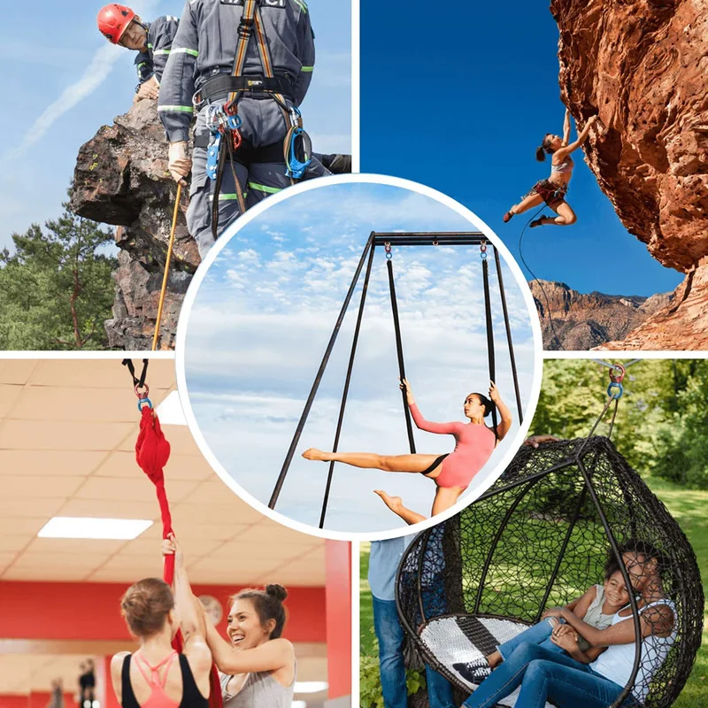 30KN Outdoor Rock Climbing Carabiner Swivel Connector Universal Gimbal Ring Yoga Swing Hammock Rope Swivel Rotational Connector
