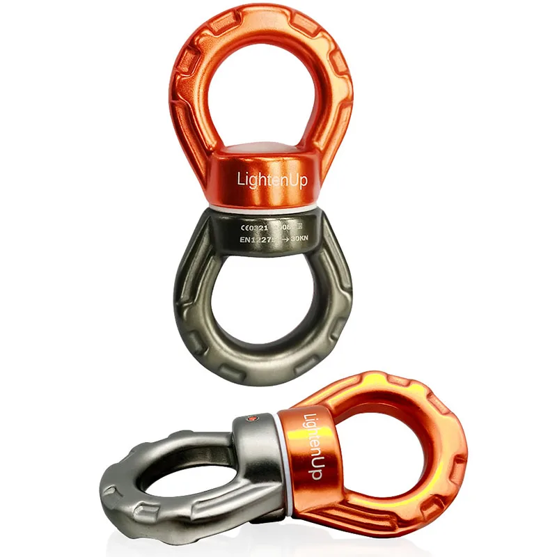 30KN Outdoor Rock Climbing Carabiner Swivel Connector Universal Gimbal Ring Yoga Swing Hammock Rope Swivel Rotational Connector