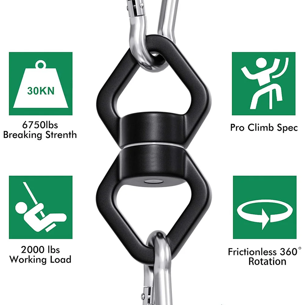 30KN Outdoor Rock Climbing Carabiner Swivel Connector Universal Gimbal Ring Yoga Swing Hammock Rope Swivel Rotational Connector