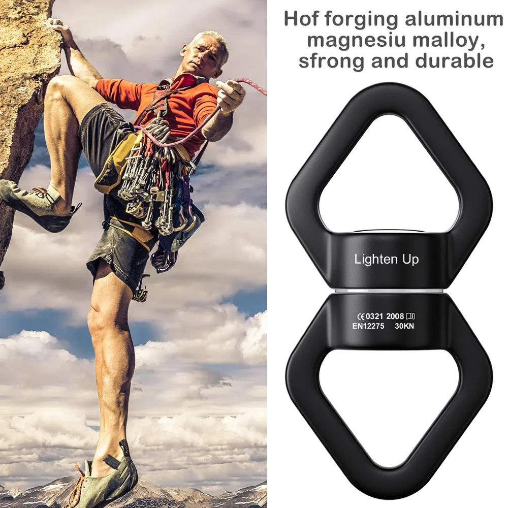 30KN Outdoor Rock Climbing Carabiner Swivel Connector Universal Gimbal Ring Yoga Swing Hammock Rope Swivel Rotational Connector