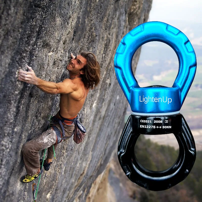 30KN Outdoor Rock Climbing Carabiner Swivel Connector Universal Gimbal Ring Yoga Swing Hammock Rope Swivel Rotational Connector