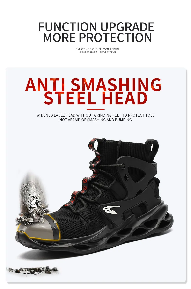2026 Male Work Boots Indestructible Safety Shoes Men Steel Toe Shoes Puncture-Proof Work Sneakers Male Shoes Adult Work Shoes