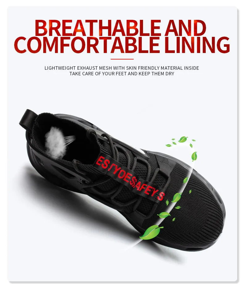 2026 Male Work Boots Indestructible Safety Shoes Men Steel Toe Shoes Puncture-Proof Work Sneakers Male Shoes Adult Work Shoes