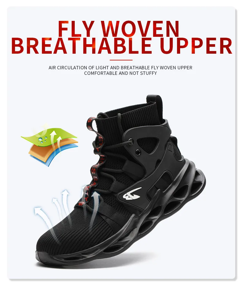 2026 Male Work Boots Indestructible Safety Shoes Men Steel Toe Shoes Puncture-Proof Work Sneakers Male Shoes Adult Work Shoes