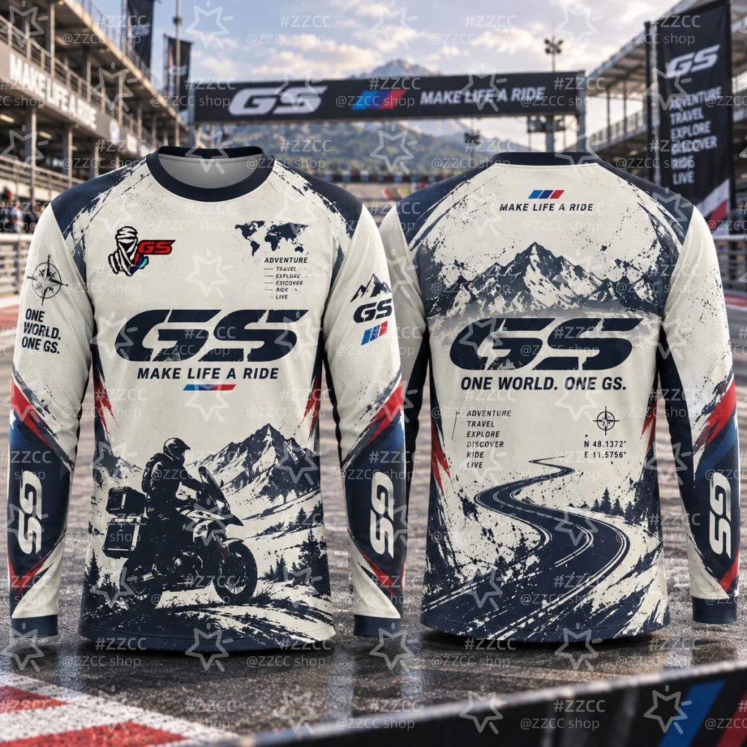 GS Adventure Motorcycle Long Sleeve T‑Shirt Men Motorbike Off‑Road Racing Jersey Unisex Motocross Casual Tops For Rider Fans