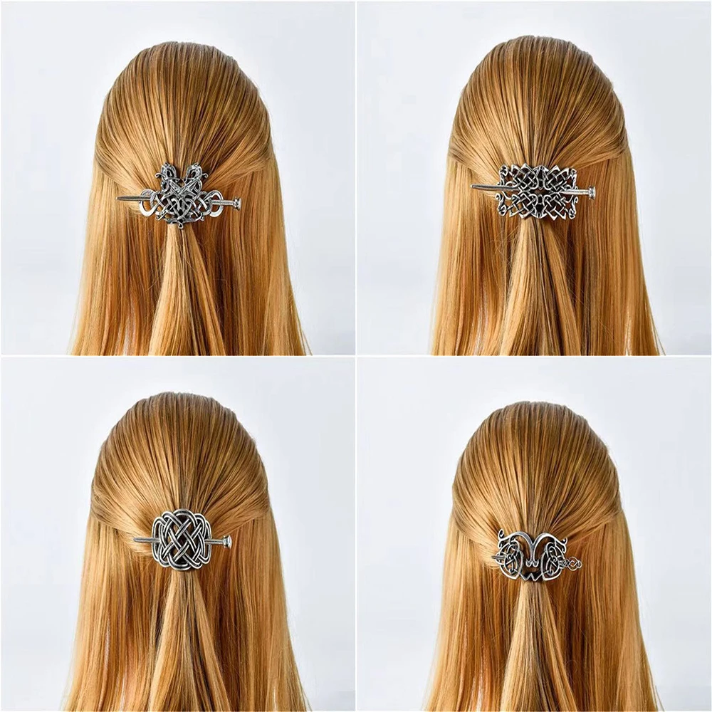 Retro Norse Runes Viking Celtic Knot Hair Clips & Barrettes Minimalist Witch Slide Stick Hairpin Accessories Women Pagan Jewelry