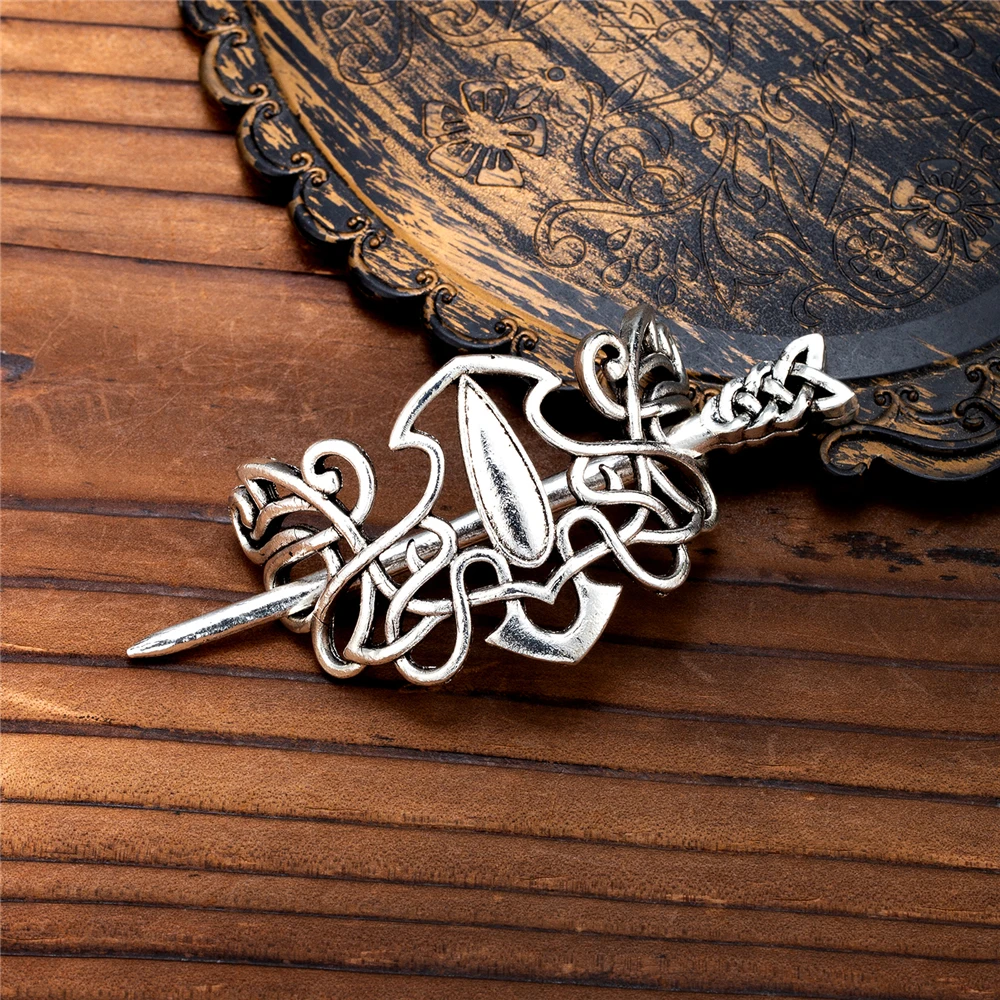Retro Norse Runes Viking Celtic Knot Hair Clips & Barrettes Minimalist Witch Slide Stick Hairpin Accessories Women Pagan Jewelry