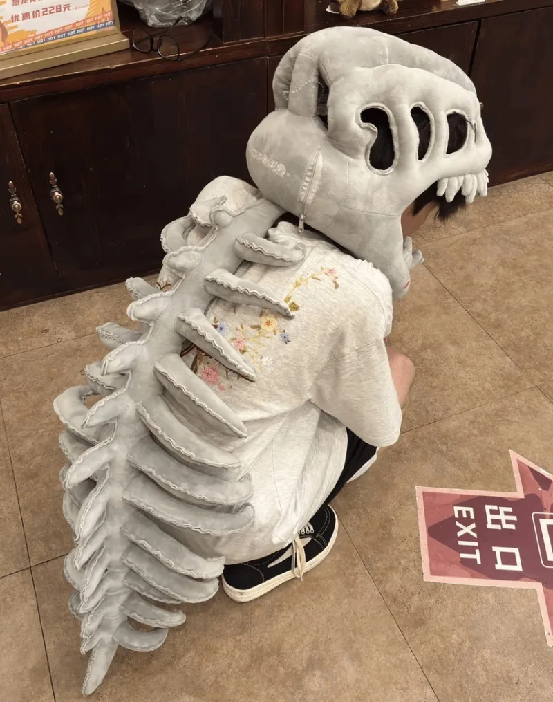 80/118CM Dinosaur Skeleton Costume Set Dress up Clothing Plush Toys Party Cosplay Toy Kid Adult Dress-Up Creative Funy Gift