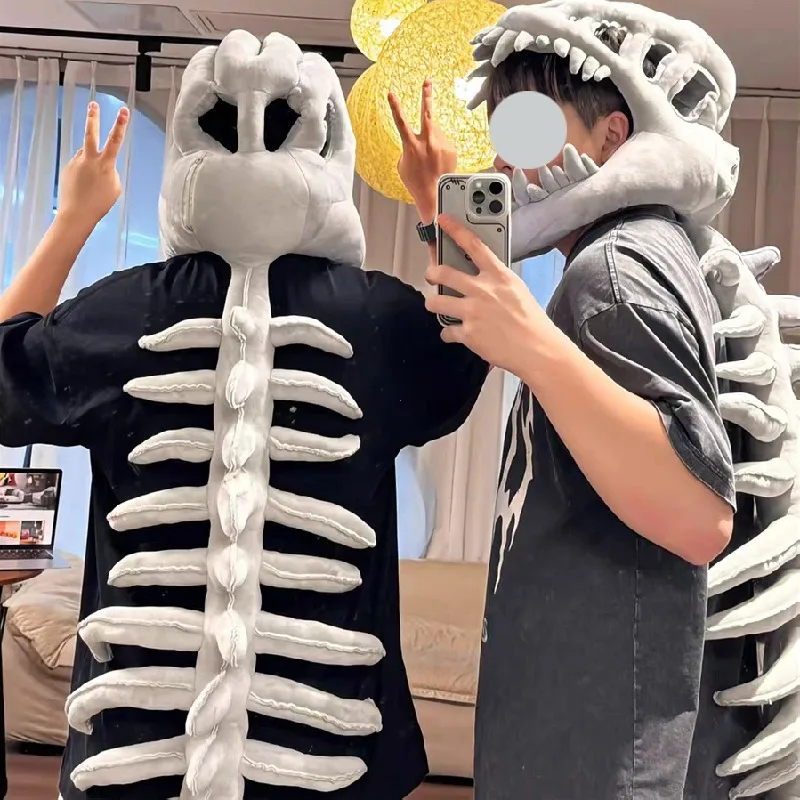 80/118CM Dinosaur Skeleton Costume Set Dress up Clothing Plush Toys Party Cosplay Toy Kid Adult Dress-Up Creative Funy Gift