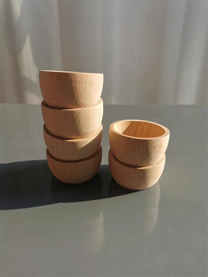 Sensory Wooden Montessori Toys Rainbow Pastel Sorting Bowls Dishes with Balls Acorns for Kids Play
