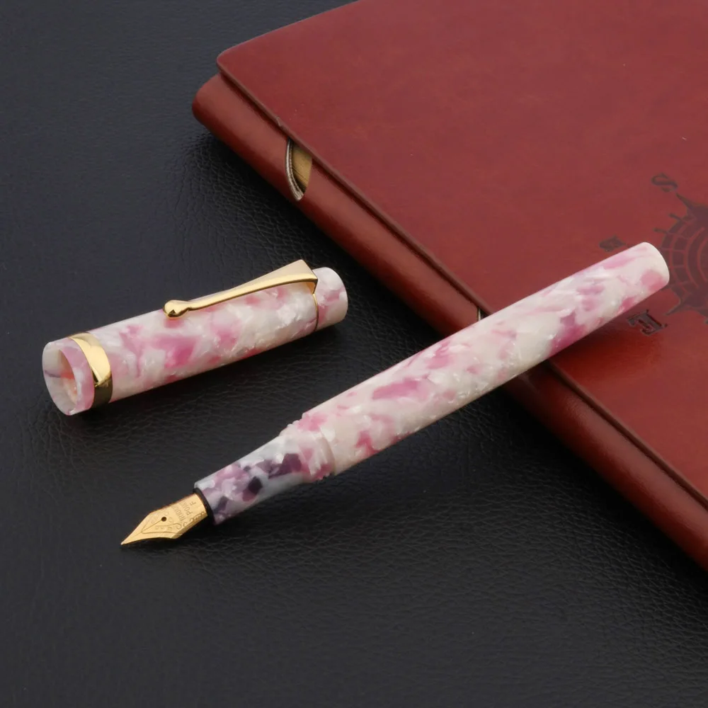 Luxury Acrylic Fountain Pen With Golden Green Calligraphy F Nib School Ink Color Office Writing Supplies