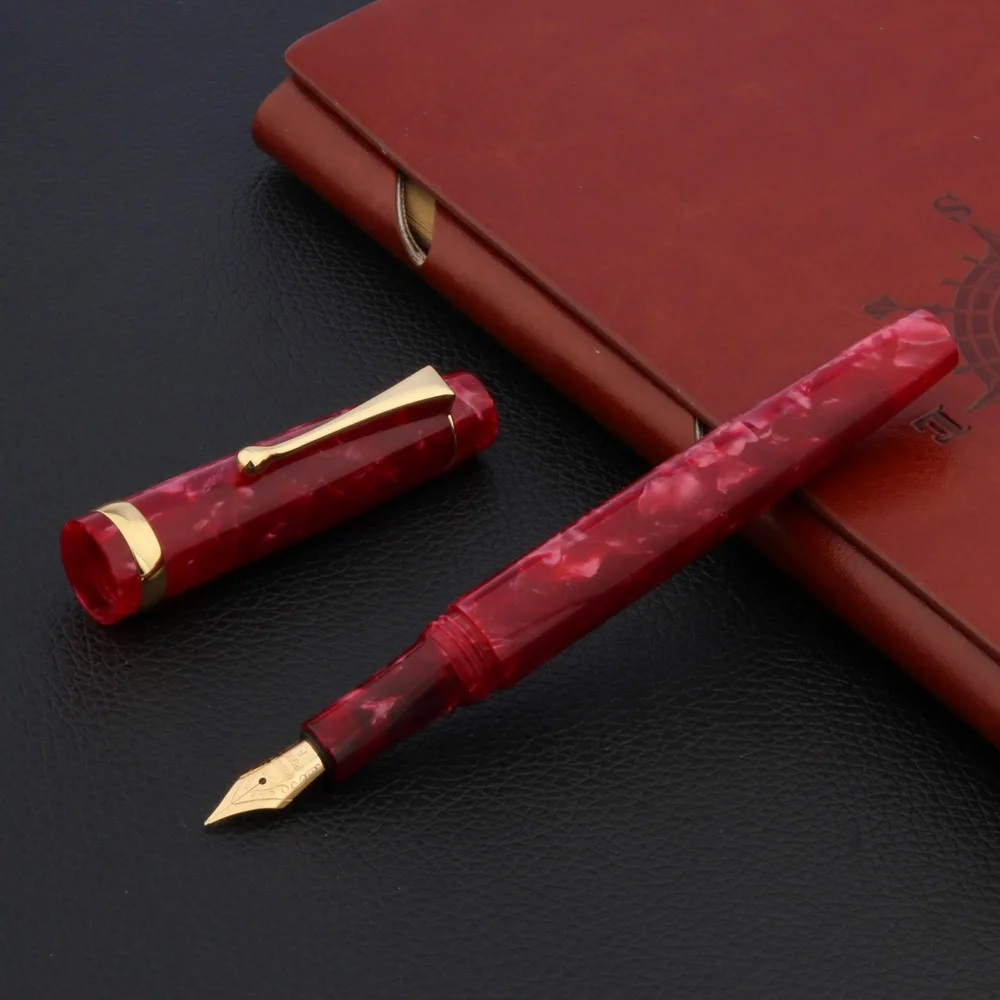 Luxury Acrylic Fountain Pen With Golden Green Calligraphy F Nib School Ink Color Office Writing Supplies