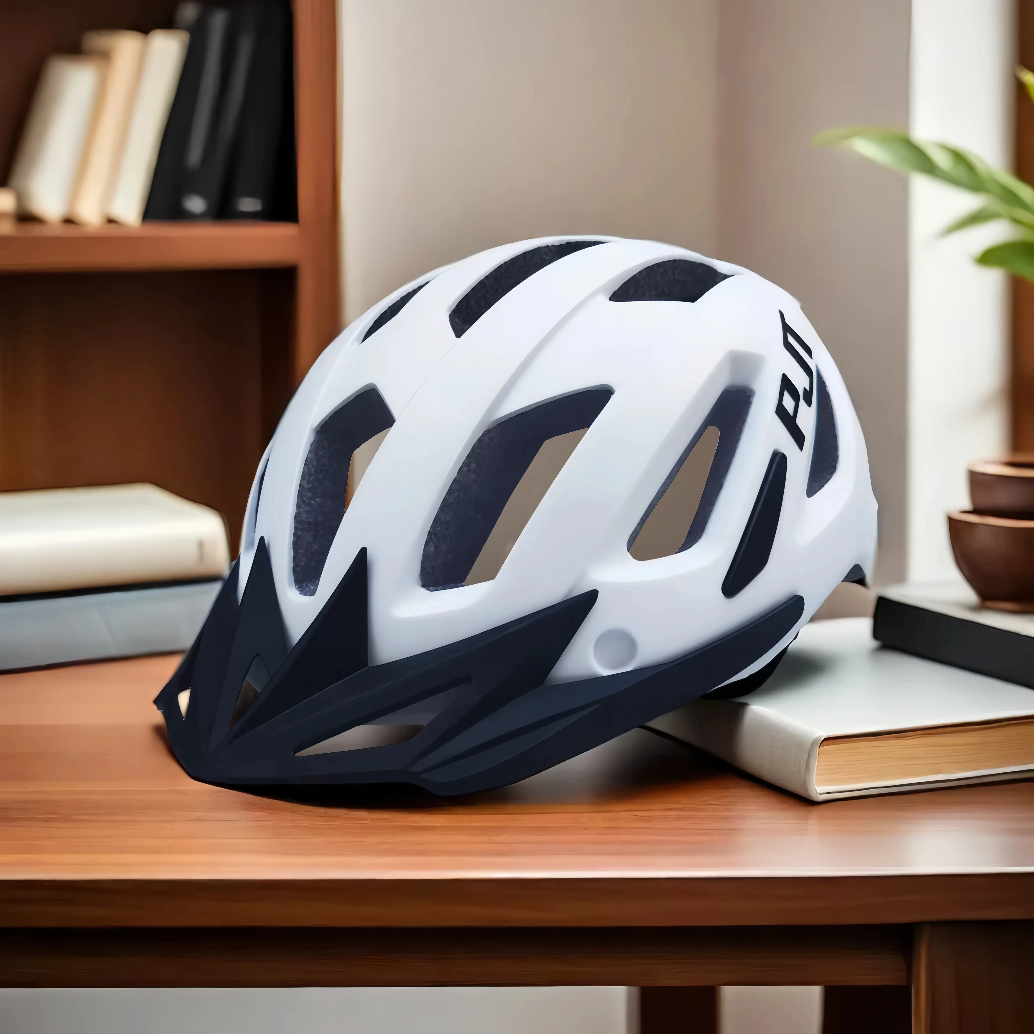 PJT New LED Bike Helmet With Sun Goggle Visor Rechargeable LED Men Bicycle Helmet Sunglasses Shield Road MTB Cycling Helmets