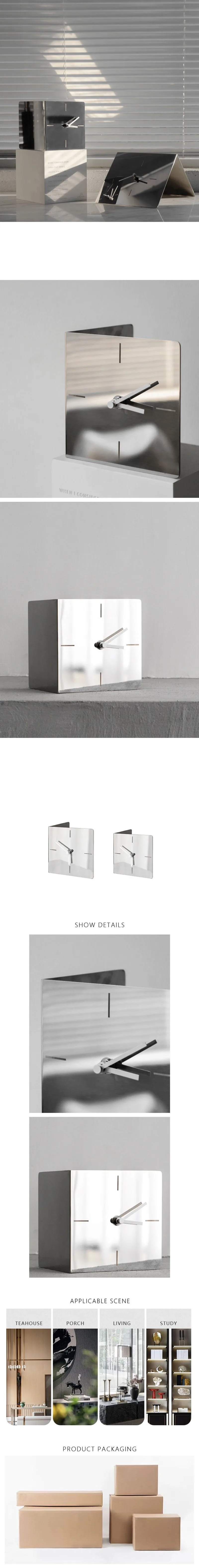 Modern Stainless Steel Dial Plate Table Clocks Luxury Creative Desktop Ornament Bedroom Bedside Desk Clocks Room Decoration