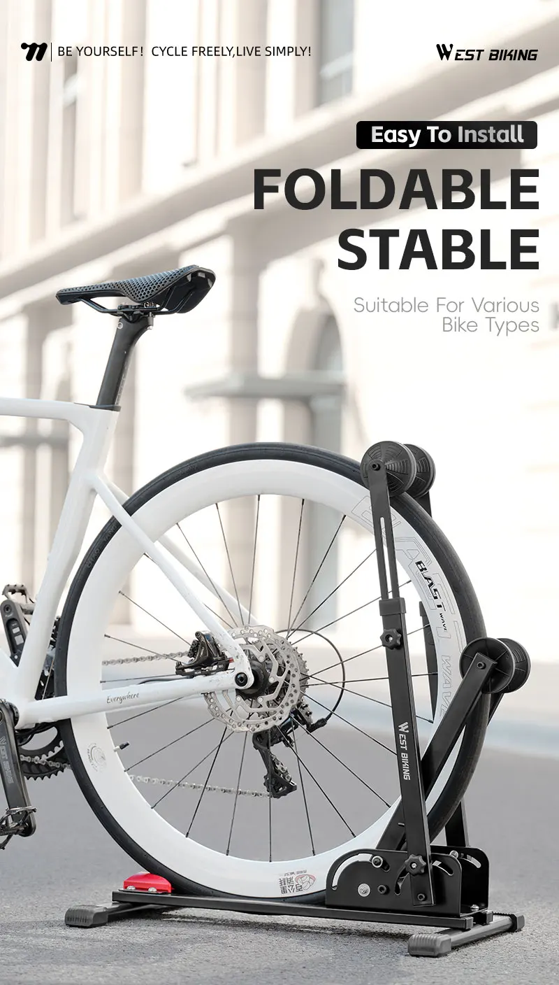 WEST BIKING 3-in-1 Bicycle Parking Rack Adjustable Foldable MTB Road Bicycle Stand Carbon Steel Bike Rack Bike Accessories