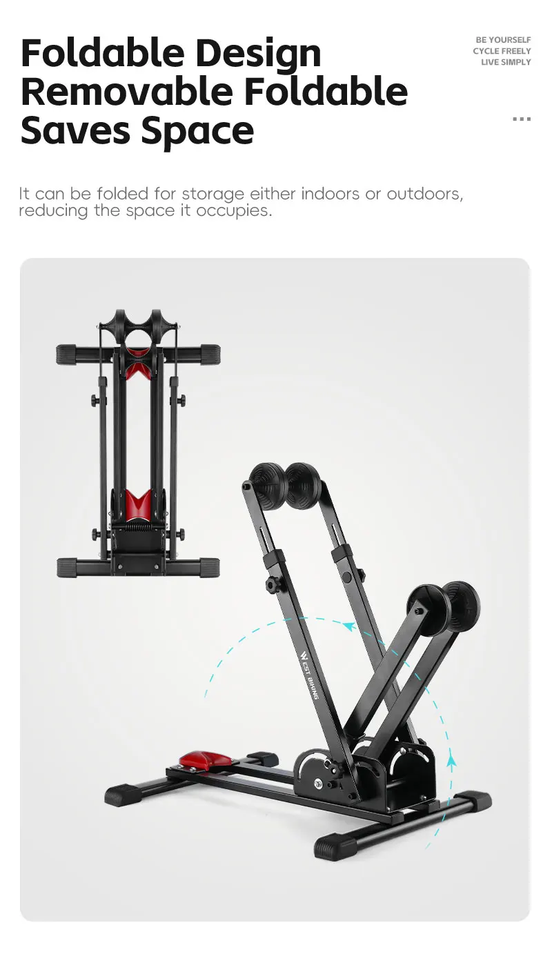 WEST BIKING 3-in-1 Bicycle Parking Rack Adjustable Foldable MTB Road Bicycle Stand Carbon Steel Bike Rack Bike Accessories