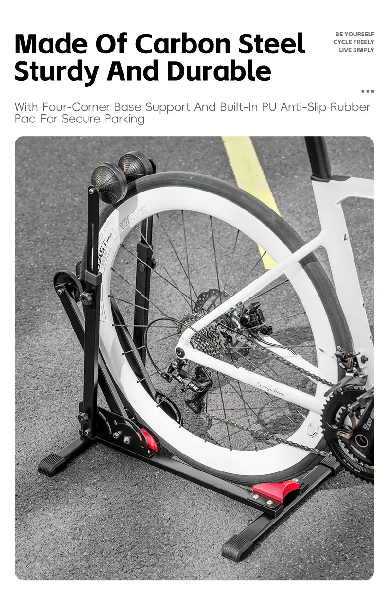 WEST BIKING 3-in-1 Bicycle Parking Rack Adjustable Foldable MTB Road Bicycle Stand Carbon Steel Bike Rack Bike Accessories
