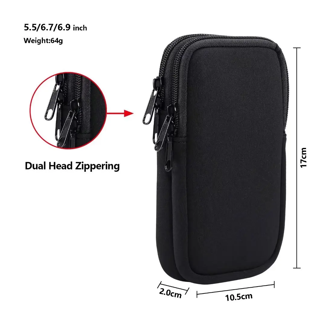 Neoprene Dual Pouch 2 Phone Belt Clip Case Holder For iPhone 16 15 13 Pro Max Samsug S25 S24 S23 Xiaomi Redmi Man Tool Waist Bag