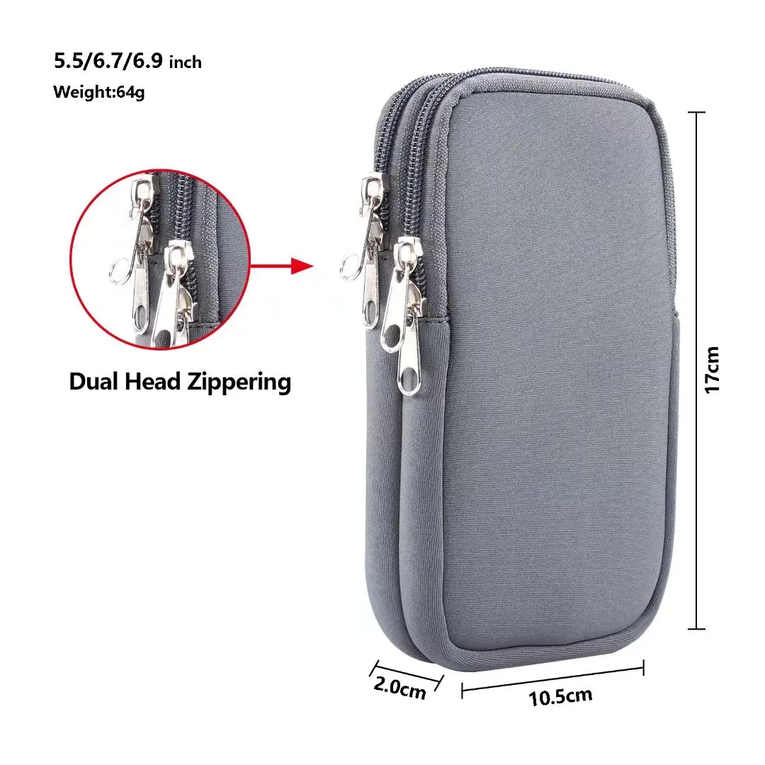 Neoprene Dual Pouch 2 Phone Belt Clip Case Holder For iPhone 16 15 13 Pro Max Samsug S25 S24 S23 Xiaomi Redmi Man Tool Waist Bag