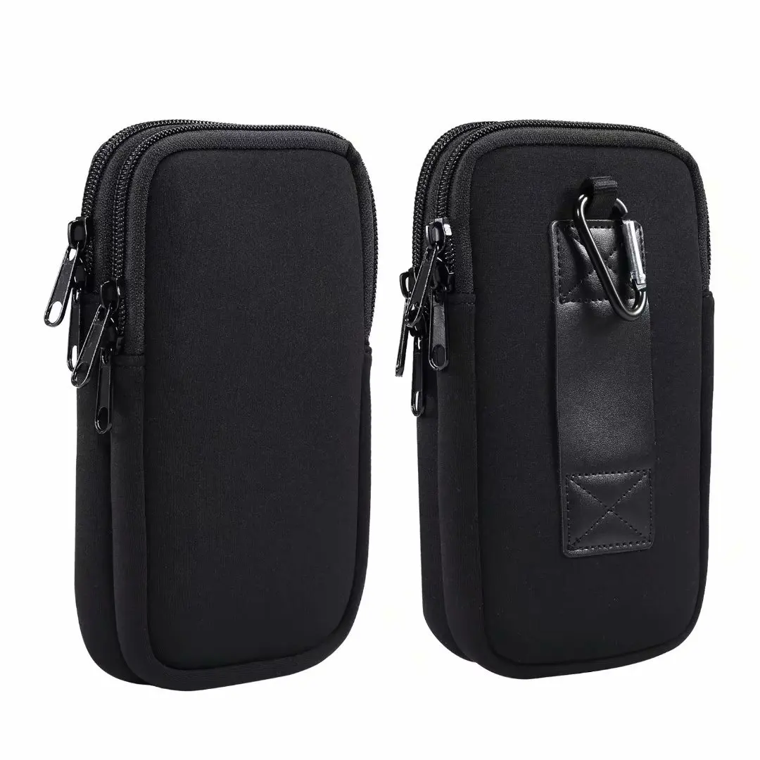 Neoprene Dual Pouch 2 Phone Belt Clip Case Holder For iPhone 16 15 13 Pro Max Samsug S25 S24 S23 Xiaomi Redmi Man Tool Waist Bag