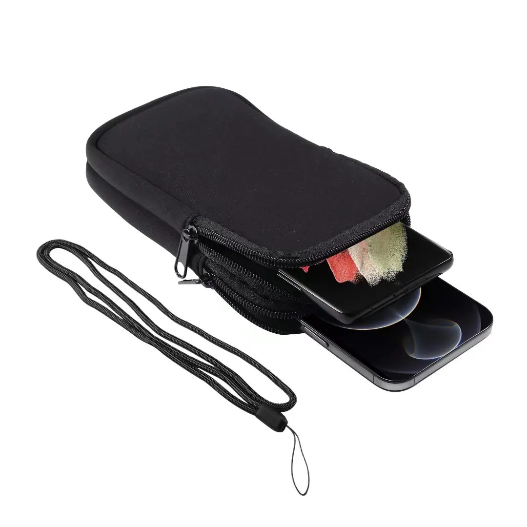 Neoprene Dual Pouch 2 Phone Belt Clip Case Holder For iPhone 16 15 13 Pro Max Samsug S25 S24 S23 Xiaomi Redmi Man Tool Waist Bag