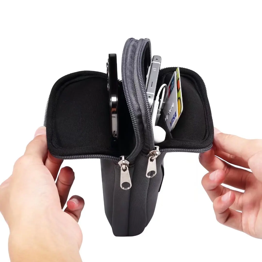 Neoprene Dual Pouch 2 Phone Belt Clip Case Holder For iPhone 16 15 13 Pro Max Samsug S25 S24 S23 Xiaomi Redmi Man Tool Waist Bag