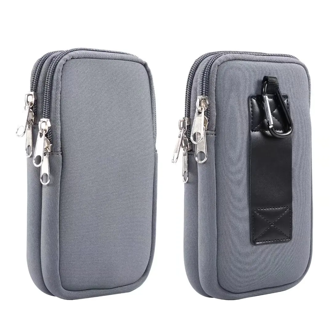 Neoprene Dual Pouch 2 Phone Belt Clip Case Holder For iPhone 16 15 13 Pro Max Samsug S25 S24 S23 Xiaomi Redmi Man Tool Waist Bag