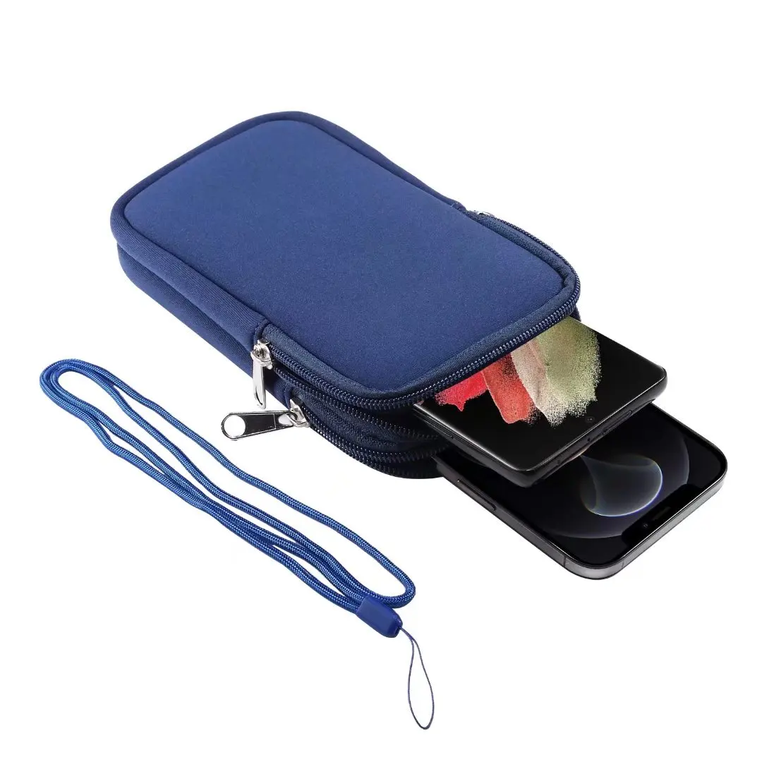 Neoprene Dual Pouch 2 Phone Belt Clip Case Holder For iPhone 16 15 13 Pro Max Samsug S25 S24 S23 Xiaomi Redmi Man Tool Waist Bag