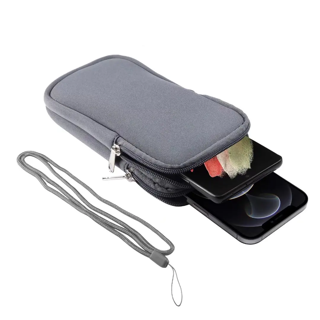 Neoprene Dual Pouch 2 Phone Belt Clip Case Holder For iPhone 16 15 13 Pro Max Samsug S25 S24 S23 Xiaomi Redmi Man Tool Waist Bag