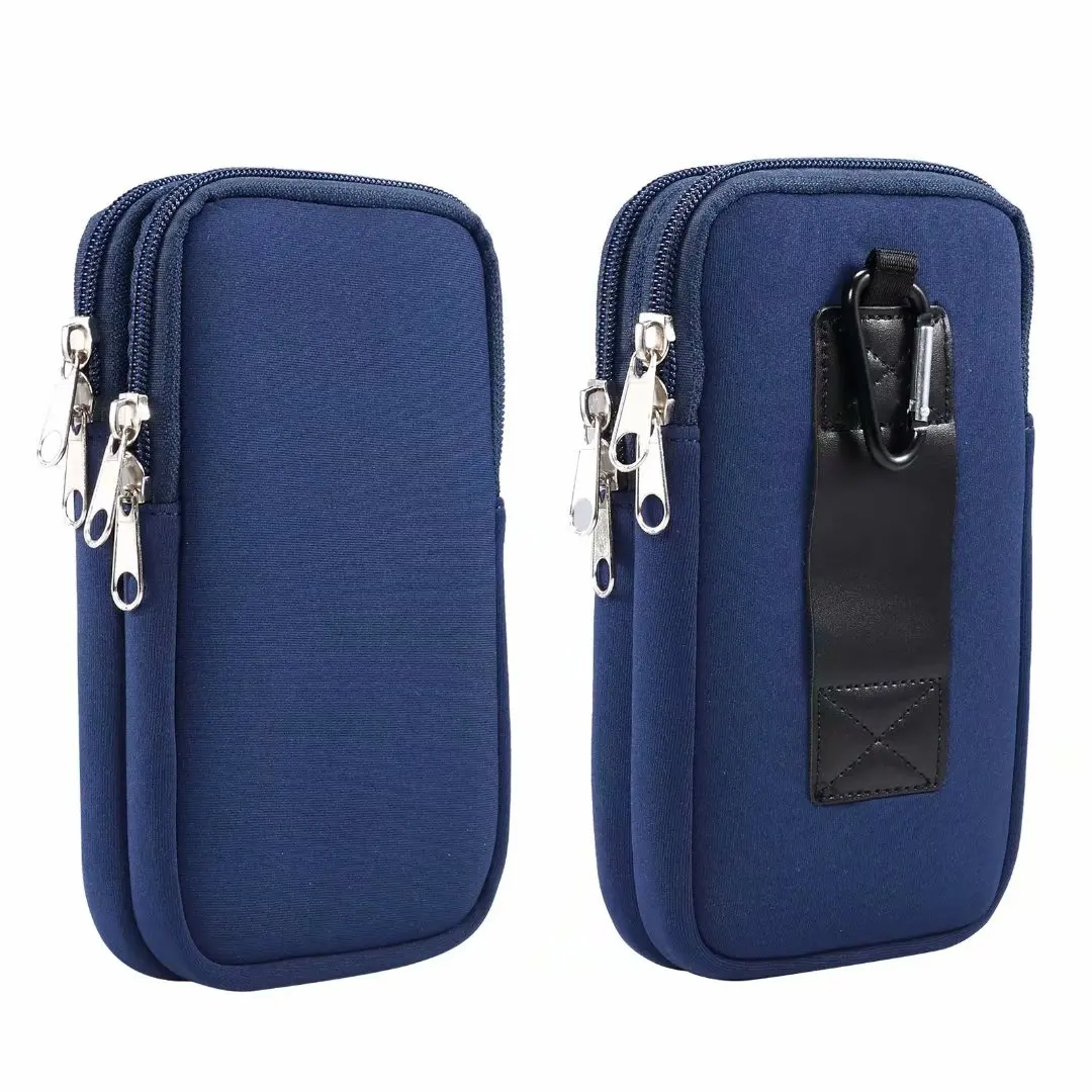 Neoprene Dual Pouch 2 Phone Belt Clip Case Holder For iPhone 16 15 13 Pro Max Samsug S25 S24 S23 Xiaomi Redmi Man Tool Waist Bag