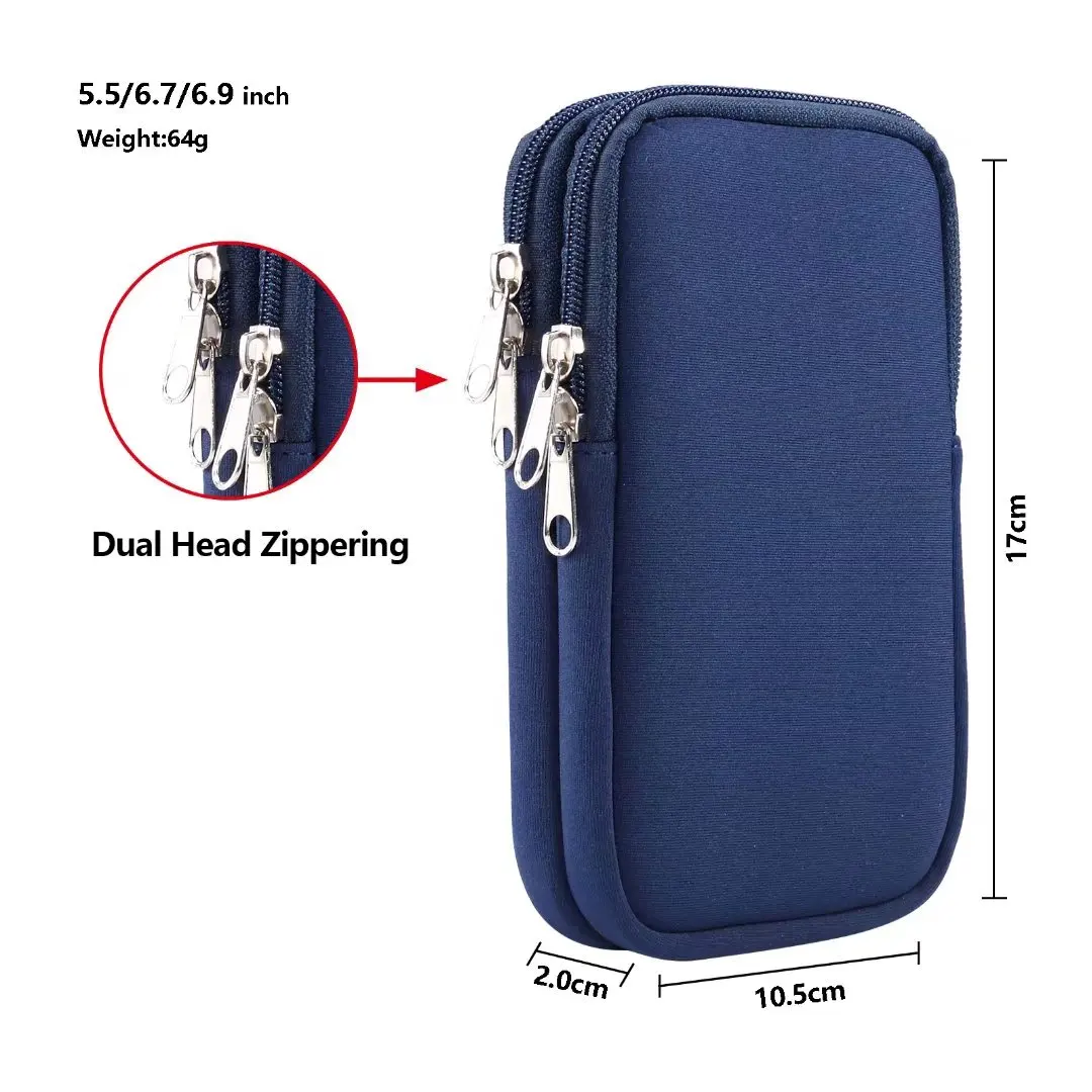 Neoprene Dual Pouch 2 Phone Belt Clip Case Holder For iPhone 16 15 13 Pro Max Samsug S25 S24 S23 Xiaomi Redmi Man Tool Waist Bag