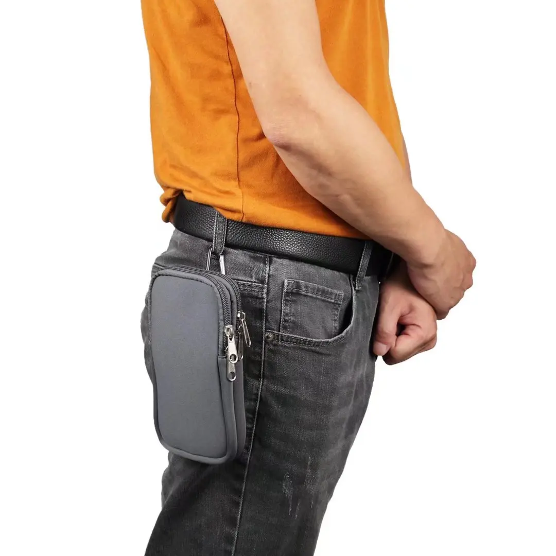 Neoprene Dual Pouch 2 Phone Belt Clip Case Holder For iPhone 16 15 13 Pro Max Samsug S25 S24 S23 Xiaomi Redmi Man Tool Waist Bag