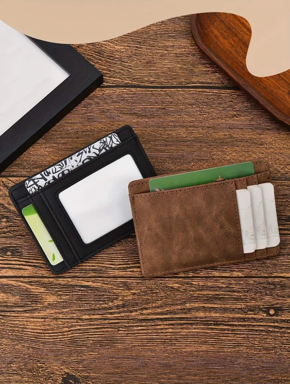 Simple Men Women Leather Card Holder Ultra-Thin Mini Short Wallet Multi-Card Slot Simple Design Wallet PU Universal Coin Purses