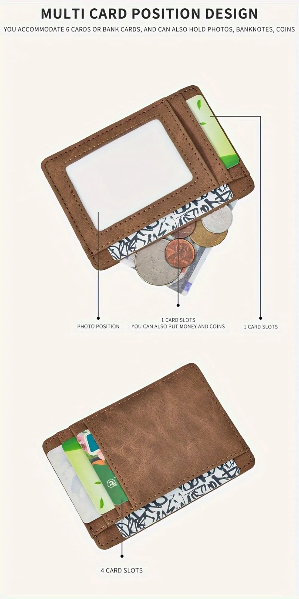 Simple Men Women Leather Card Holder Ultra-Thin Mini Short Wallet Multi-Card Slot Simple Design Wallet PU Universal Coin Purses