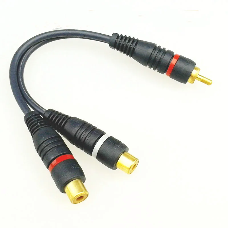 2 RCA Male to 1 RCA Female OFC Audio Splitter Cable Audio Converter Adapter Distributor Cord Wire Line For Car Audio