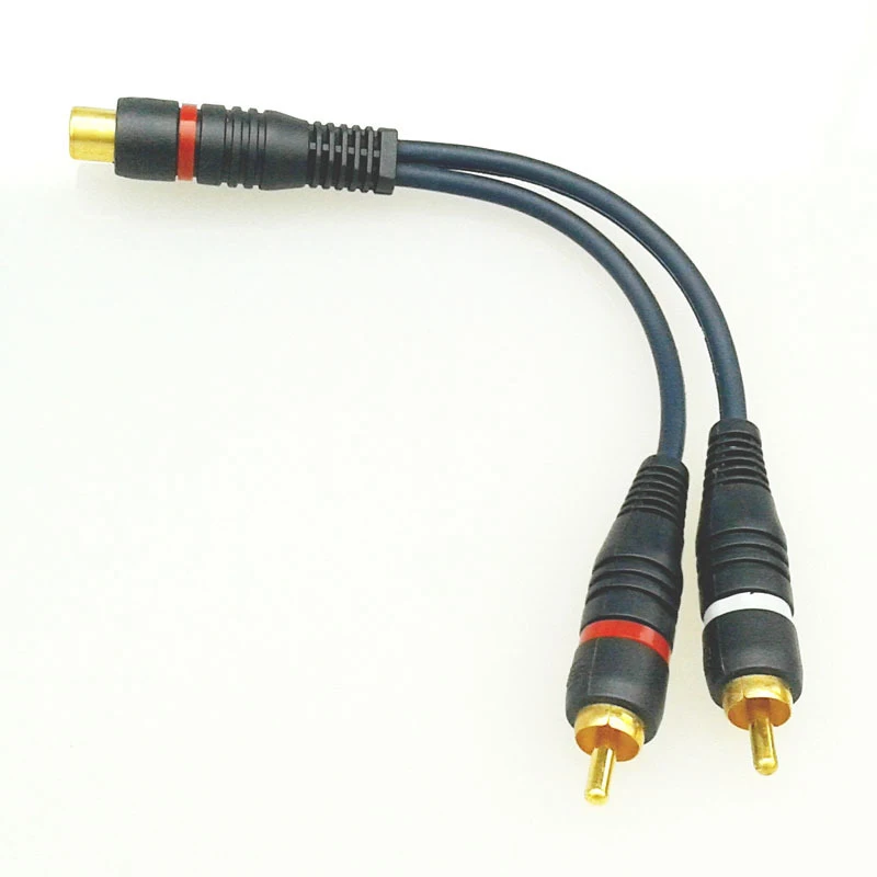 2 RCA Male to 1 RCA Female OFC Audio Splitter Cable Audio Converter Adapter Distributor Cord Wire Line For Car Audio