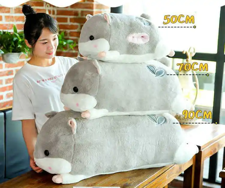 Cute Stuffed Animals Pillow Birthday Gifts Home Decor 90cm Cartoon Winter Hand Warm Hamster Plush Toy