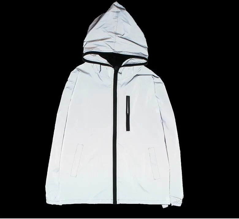 Men's Full Reflective Jacket Casual Women Windbreaker Hip Hop Hooded Coat Waterproof Printed Streetwear Night Shiny Jackets 5XL