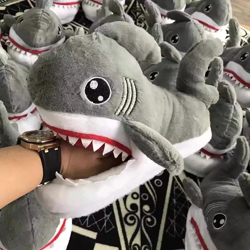 Cartoon Shark Funny Shoes Girls Lovely Indoor Slippers Ladies Home Shoes 2022 Fashion Plush Warm Slippers Women Winter Shoes