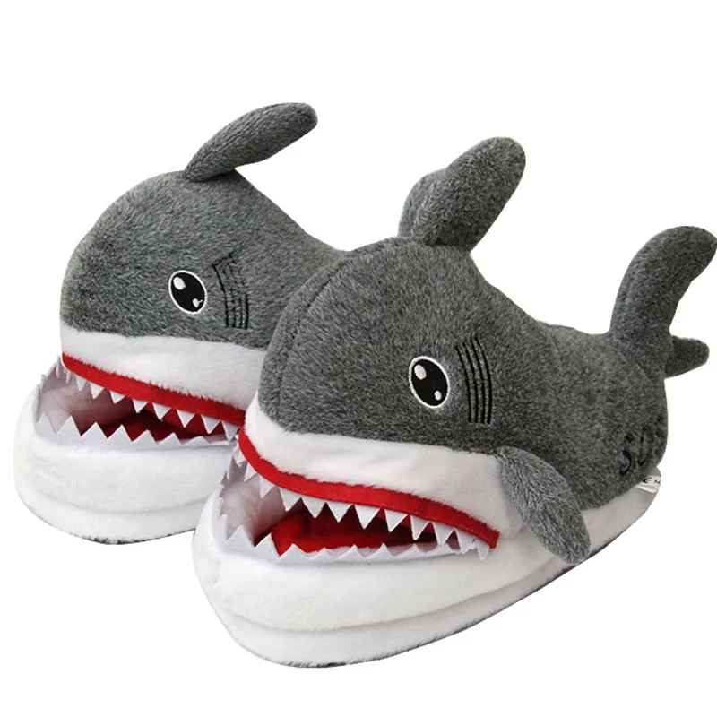 Cartoon Shark Funny Shoes Girls Lovely Indoor Slippers Ladies Home Shoes 2022 Fashion Plush Warm Slippers Women Winter Shoes
