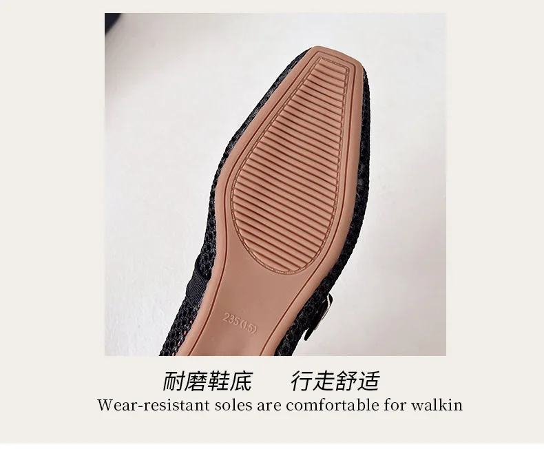 Women Leisure Flats Breathable Mesh Spring Summer Flat Shoes For Female Daily Walking Shoes Square Toe Ladies Fashion Footwear