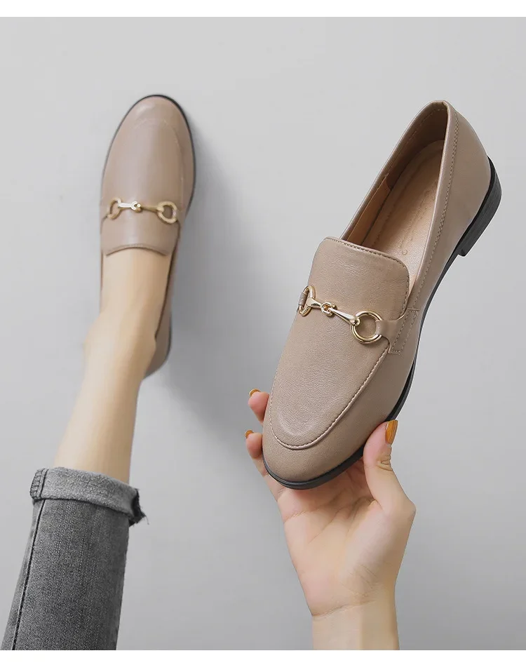 Hot Selling Women Shoes Ladies Flat Shoes Fashion Vintage British Leather Shoe Oxford Loafer Size 44 Comfy Casual Leather Flat