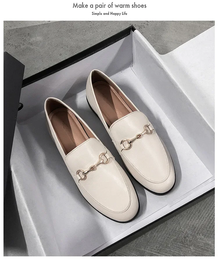 Hot Selling Women Shoes Ladies Flat Shoes Fashion Vintage British Leather Shoe Oxford Loafer Size 44 Comfy Casual Leather Flat