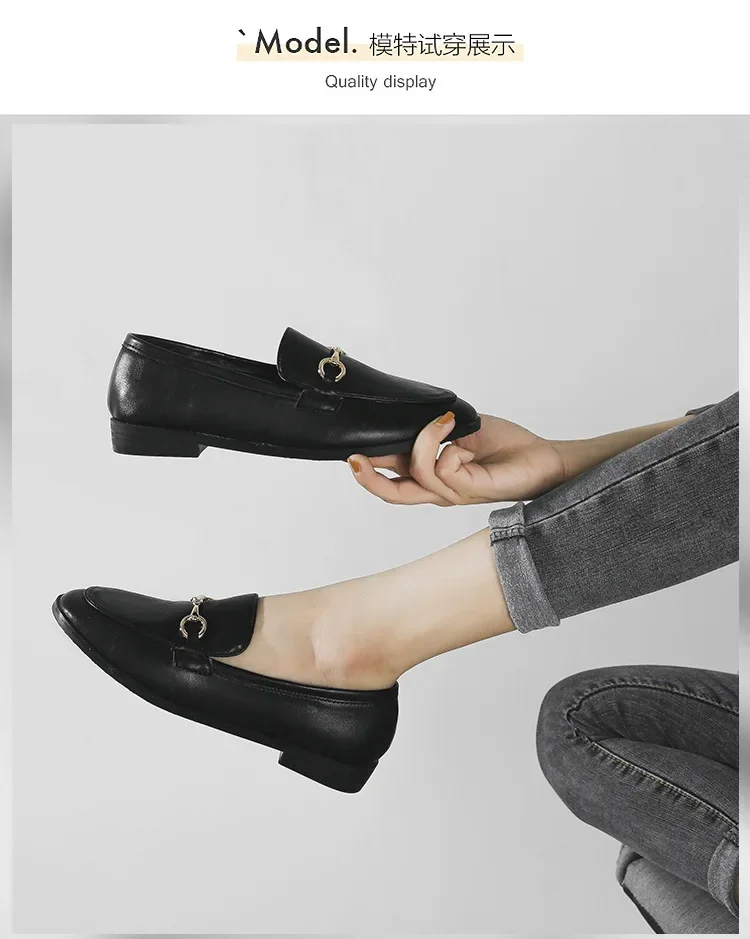 Hot Selling Women Shoes Ladies Flat Shoes Fashion Vintage British Leather Shoe Oxford Loafer Size 44 Comfy Casual Leather Flat