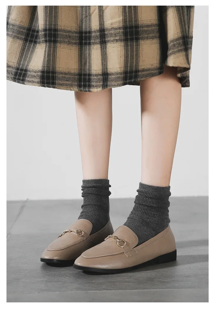 Hot Selling Women Shoes Ladies Flat Shoes Fashion Vintage British Leather Shoe Oxford Loafer Size 44 Comfy Casual Leather Flat