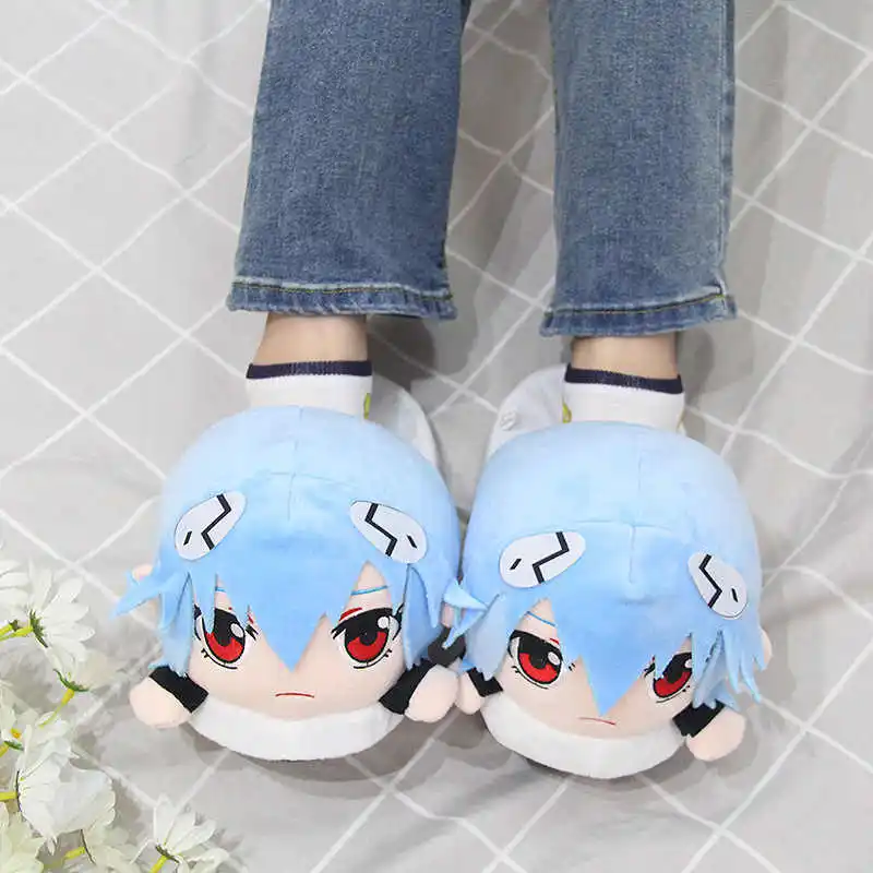 New Century Evangelion Cotton Slippers Anime Couple Plush Home Shoe Cute Women Man Winter Keep Warm Cotton Shoes Festival Gifts