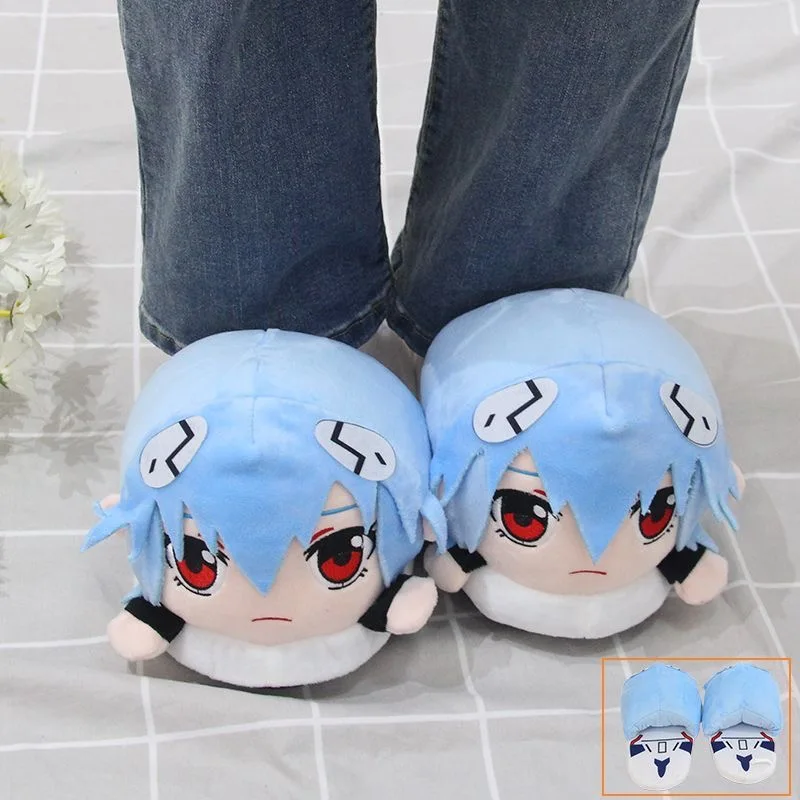New Century Evangelion Cotton Slippers Anime Couple Plush Home Shoe Cute Women Man Winter Keep Warm Cotton Shoes Festival Gifts