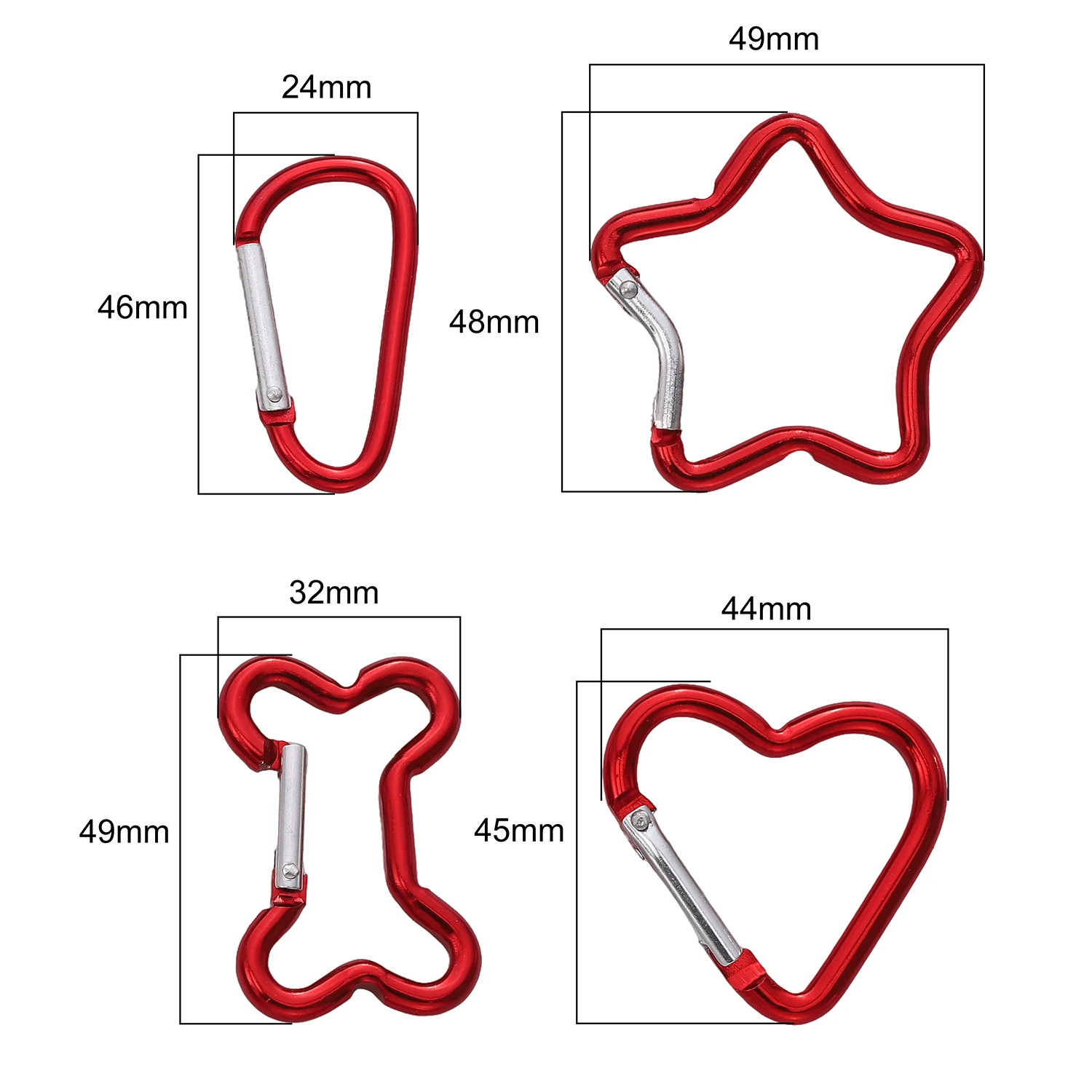 1pcs Carabiner Rock Aluminum Mountain Buckle Star/Heart/D/Bone Shape Locking Clasp Keychain Multifunction Tools Jewelry Findings