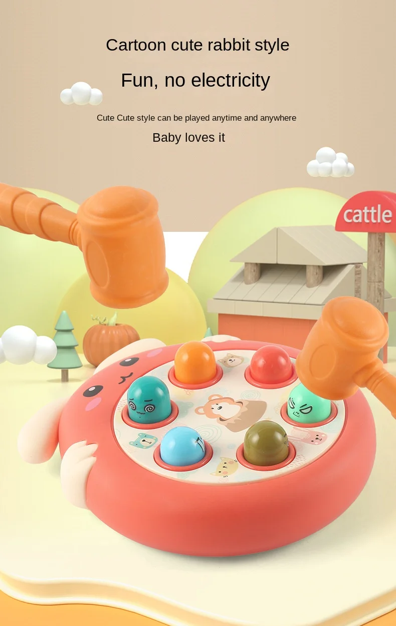 Montessori Baby Toys Cartoon Animal Theme Knocking Game Parent Child Board Hammering Game Toddler Educational Birthday Gifts